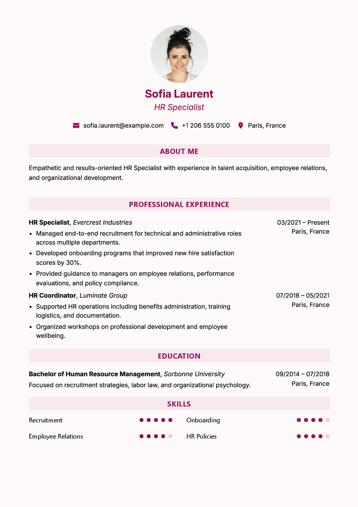 Modern Minimalist CV Resume