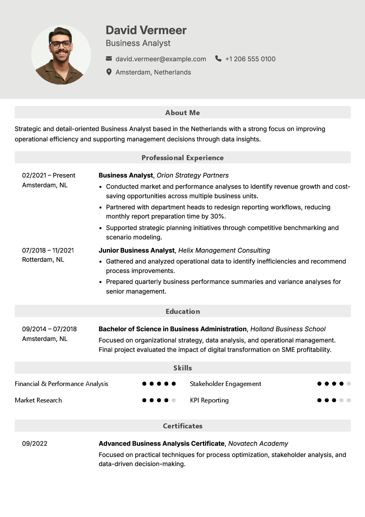 Professional resume with our template
